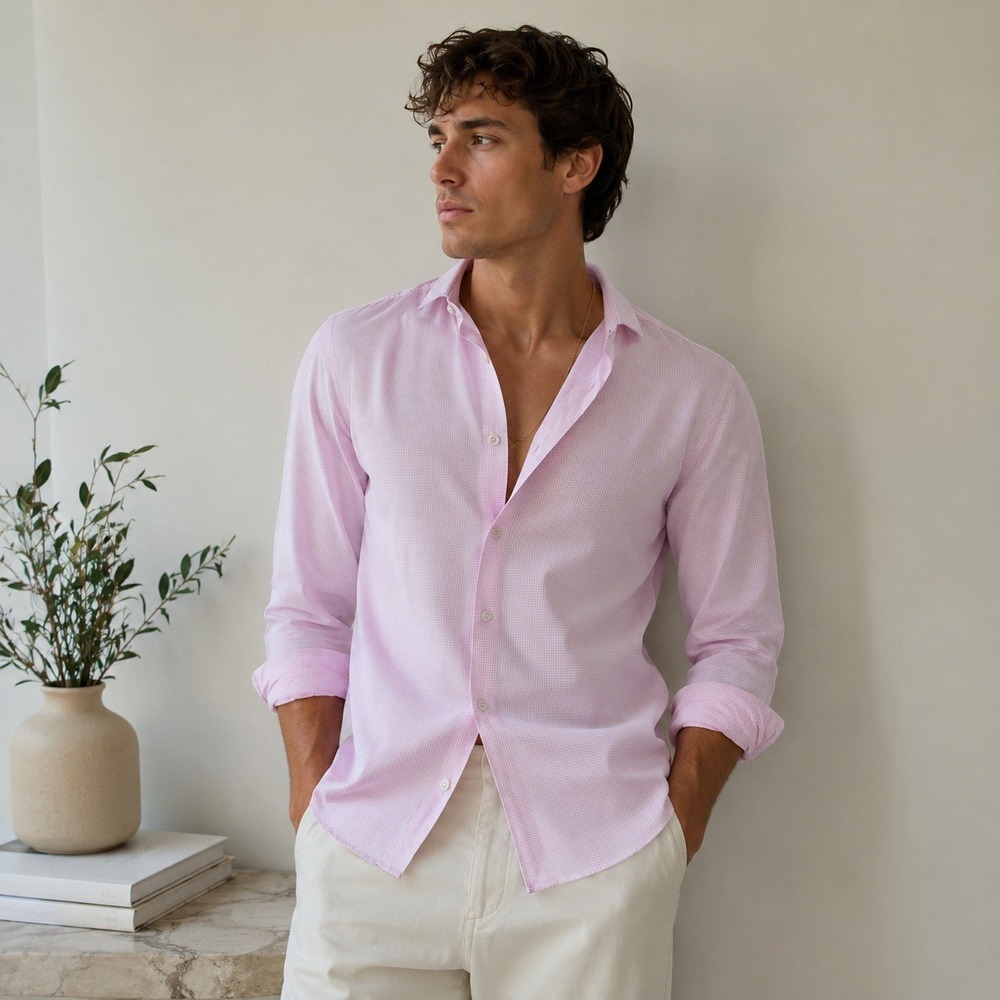 Collection by Michael Strahan Mens Pink Stretch Dress Shirt 16.5 34/35